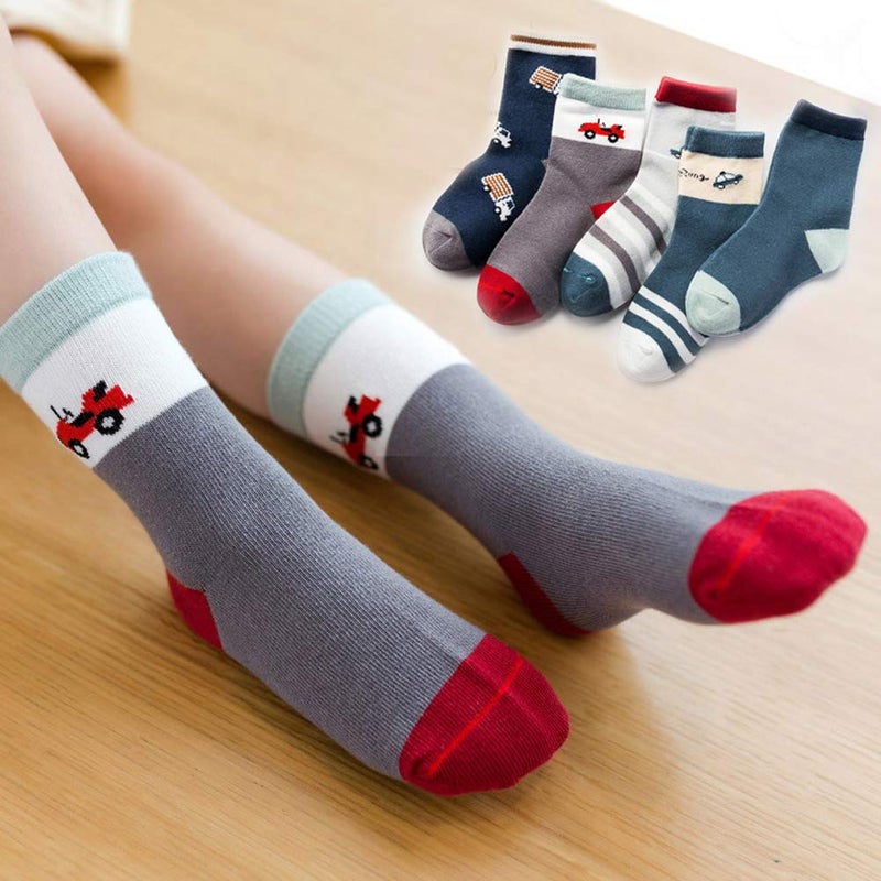 Zumou Toddler Kids Little Boys Fashion Cotton Crew Socks 10 Pack (L(5-7T), Colorful) - Image 3